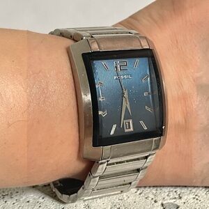 Vintage Fossil Arkitekt FS-4119  Analog Wristwatch Blue Needs Battery Rare Model